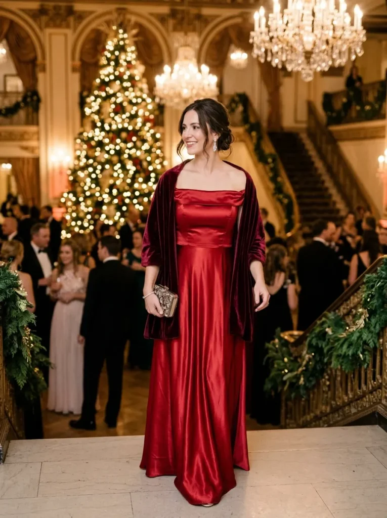 Sparkly Cardigan over a Black Midi Dress for a Family Holiday Party