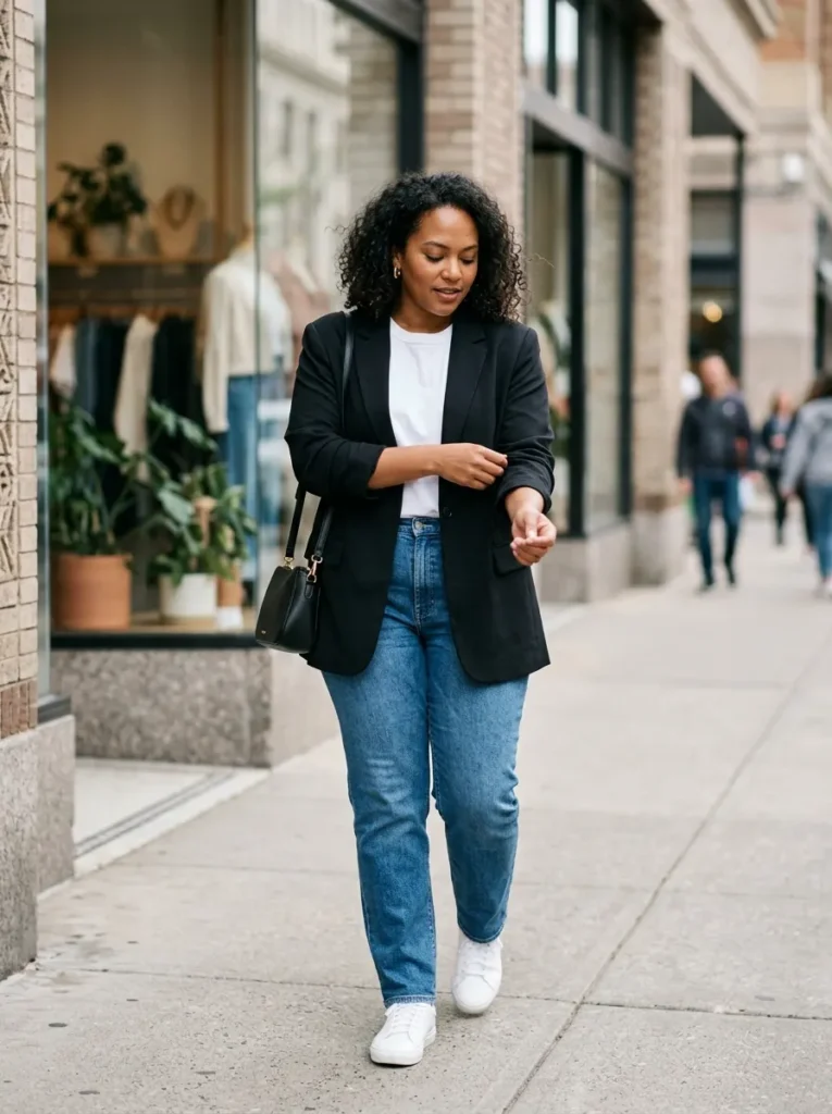 Straight-Leg Jeans and a Relaxed Blazer