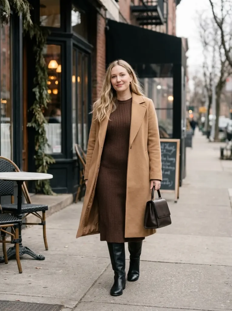 Sweater Dress With Knee-High Boots