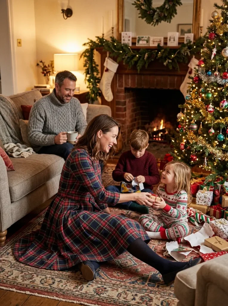 . Tartan Fit-and-Flare for a Cozy Family Christmas