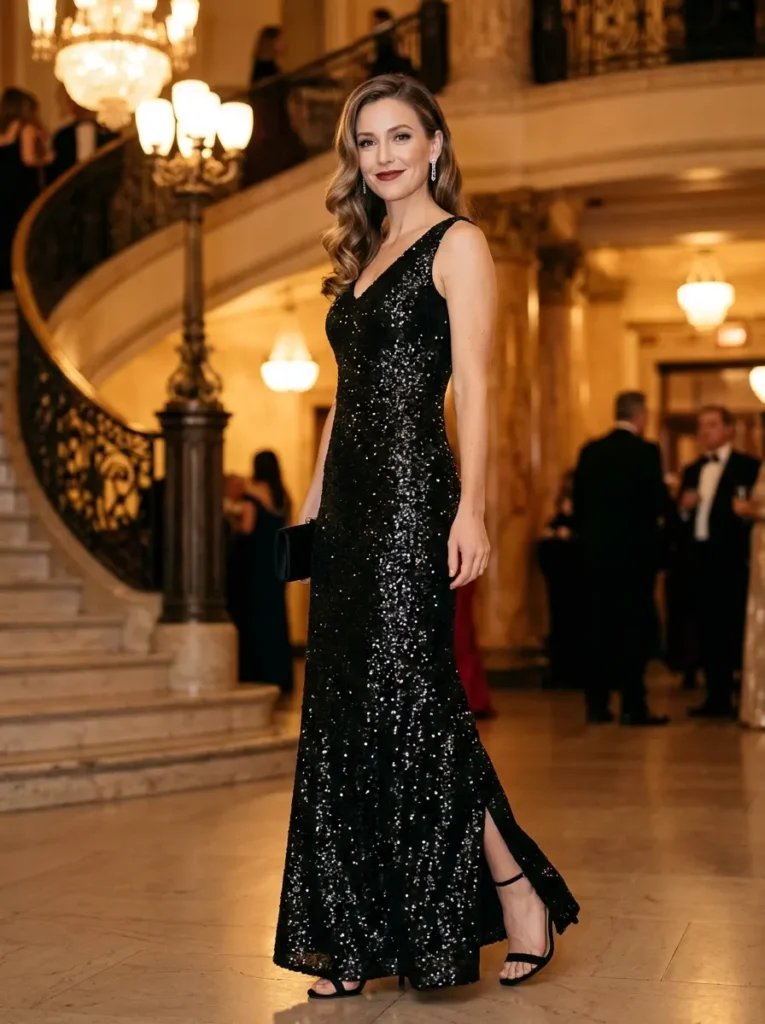 The Classic Black Sequin Dress