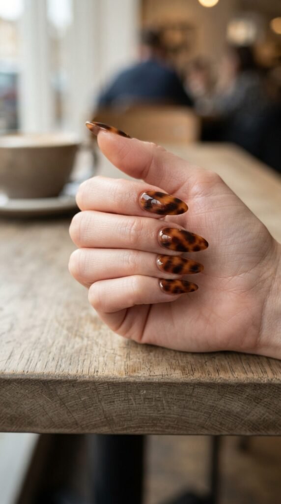 Tortoiseshell Brown Nail Art