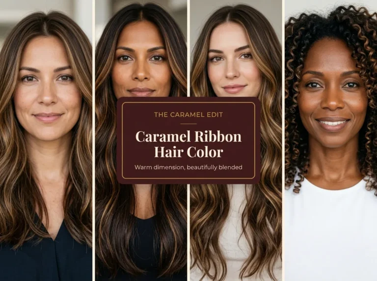 Warm Caramel Ribbon Hair Color Inspiration