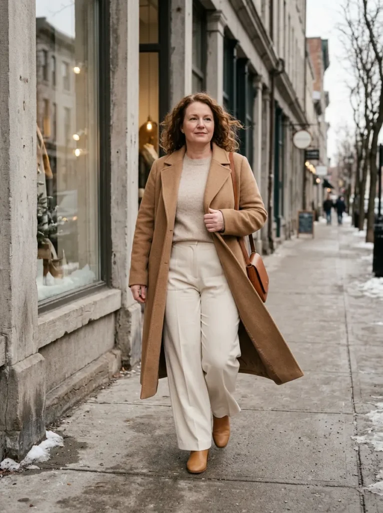 Try an All-Cream Look With a Wool Coat