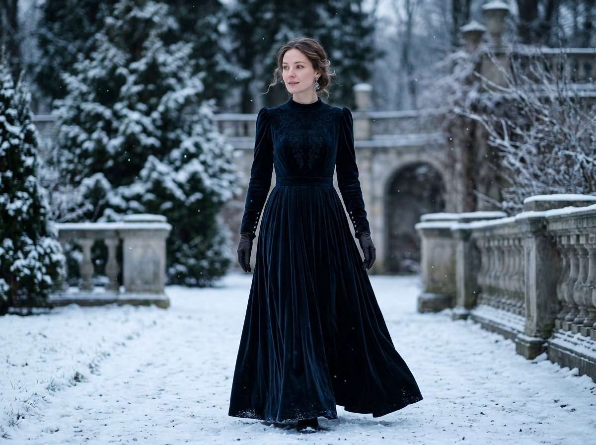 Winter Dark Velvet Dress Ideas