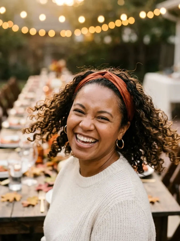 Diffused Curls with a Silk Scarf Headband
